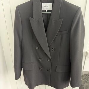 Frame Denim Black Blazer with Notched Lapel